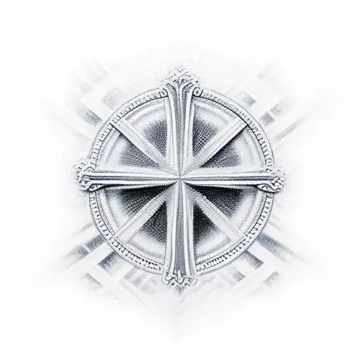 Christian Cross, waves, mountains tattoo design idea