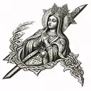 The Virgin of Guadalupe on a Templar Cross tattoo design idea