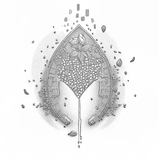 humanfootprint with many lilies inside.  one of the grains is pink. tattoo design idea