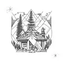 Mountain Scene lake forest camp tattoo design idea