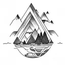 Mountain Scene lake forest camp tattoo design idea