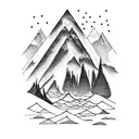 Mountain Scene lake forest camp tattoo design idea