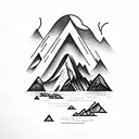 Mountain Scene lake forest camp tattoo design idea