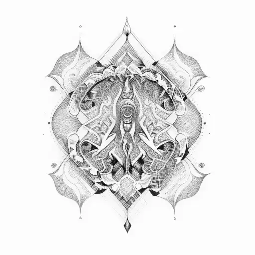 A whimsical design of a fountain pen writing intricate patterns that transform into various art forms tattoo design idea