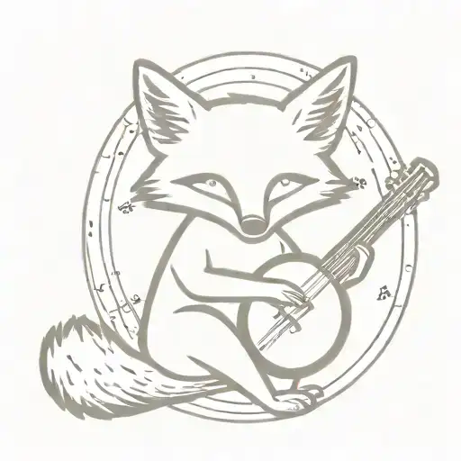 fox playing banjo wearing sunglasses tattoo design idea
