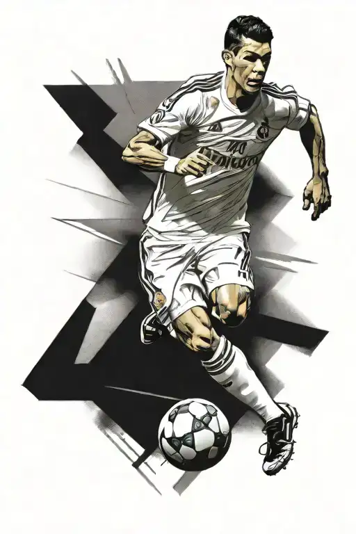 cristiano ronaldo in the front big red number 7 in the back tattoo design idea