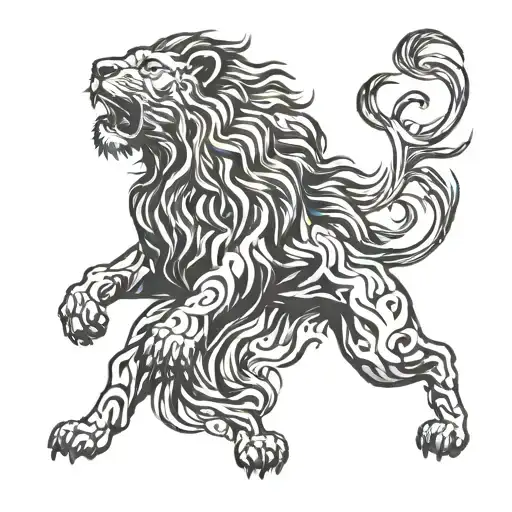 lion roaring tattoo design idea
