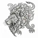 lion roaring tattoo design idea