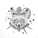 Two-tailed fox eats the universe from the body of a dead astronaut tattoo design idea
