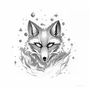 Two-tailed fox eats the universe from the body of a dead astronaut tattoo design idea