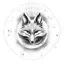 Two-tailed fox eats the universe from the body of a dead astronaut tattoo design idea
