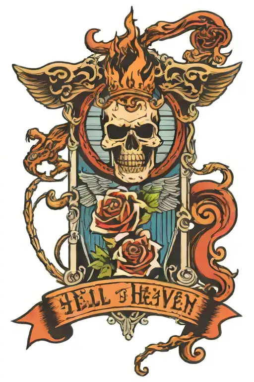 hell to heaven gates tattoo design idea