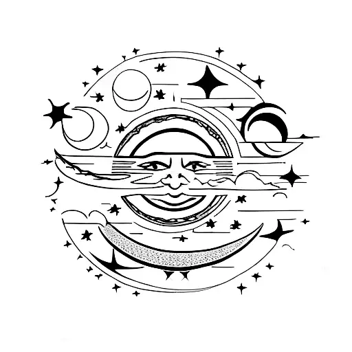 Sun, Moon, Stars tattoo design idea