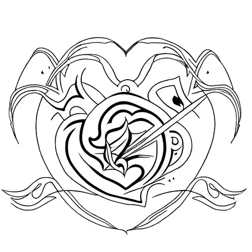 heart with fire tattoo design idea