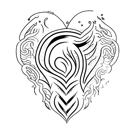 heart with fire tattoo design idea