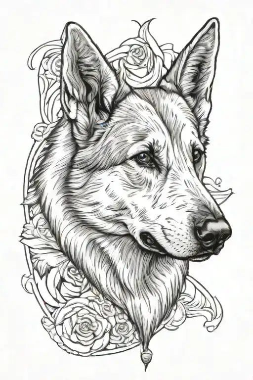 white german shepherd dog outline tattoo design idea