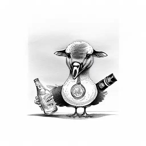goose with a beer  tattoo design idea