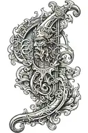poseidon trident with waves tattoo design idea