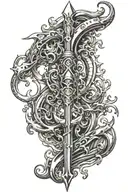poseidon trident with waves tattoo design idea