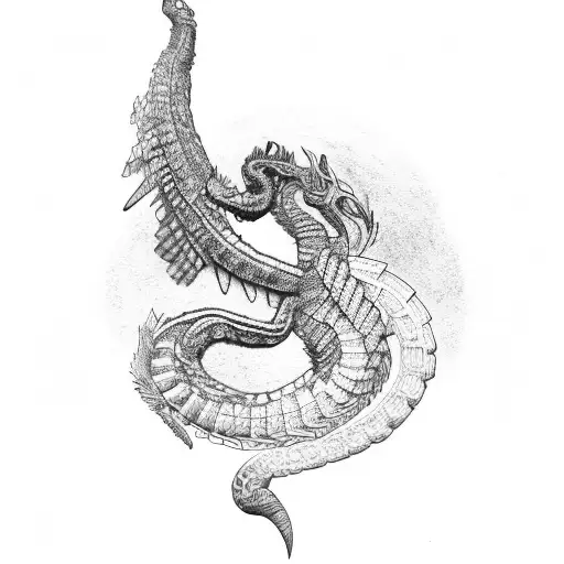 Quetzalcoatl no espectro azul e violeta tattoo design idea