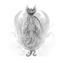 Quetzalcoatl no espectro azul e violeta tattoo design idea