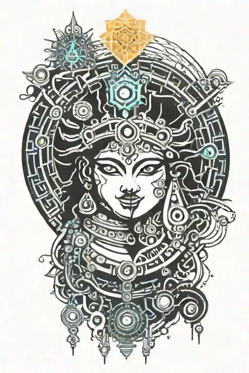 krishna and kali tattoo design idea