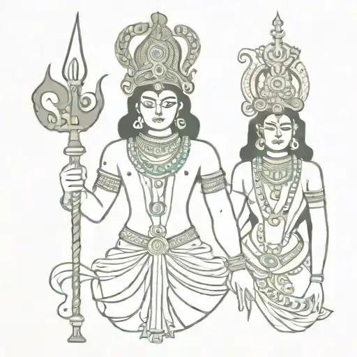 krishna and kali one face half part krishna other half kali tattoo design idea