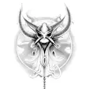 A mythical sea creature combining the features of a devil and an angel, representing the duality of life tattoo design idea