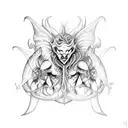 A mythical sea creature combining the features of a devil and an angel, representing the duality of life tattoo design idea