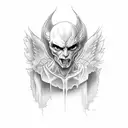 half demon, half angel, backside pointing away tattoo design idea