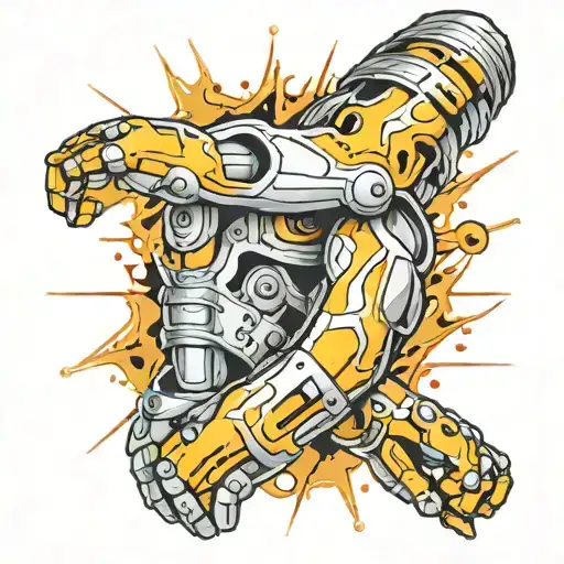 bionic arm sleeve tattoo design idea