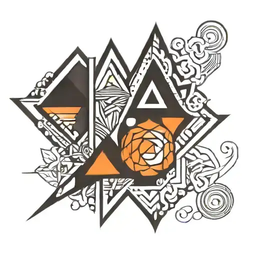 A simple abstract 2D geometric design that represents three siblings tattoo design idea