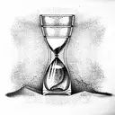 hourglass glass broken sand leaking out tattoo design idea