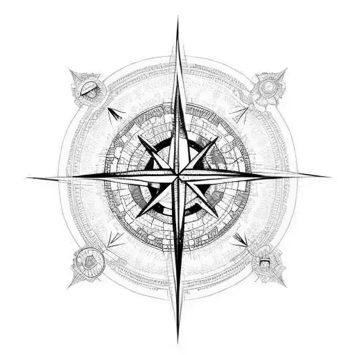 world mapp, compass, ((wave)) tattoo design idea