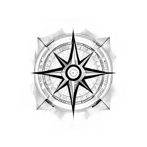 world mapp, compass, wave tattoo design idea