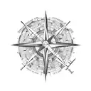 world mapp, compass, ((wave)) tattoo design idea