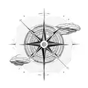 world mapp, compass, ((wave)) tattoo design idea