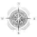 world mapp, compass, wave tattoo design idea