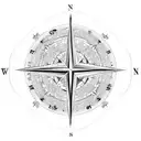 world mapp, compass, wave tattoo design idea