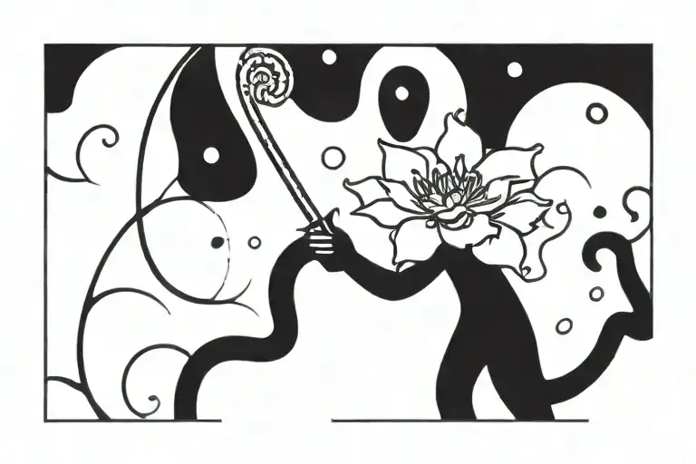 Fishing Hook with Carnation tattoo design idea