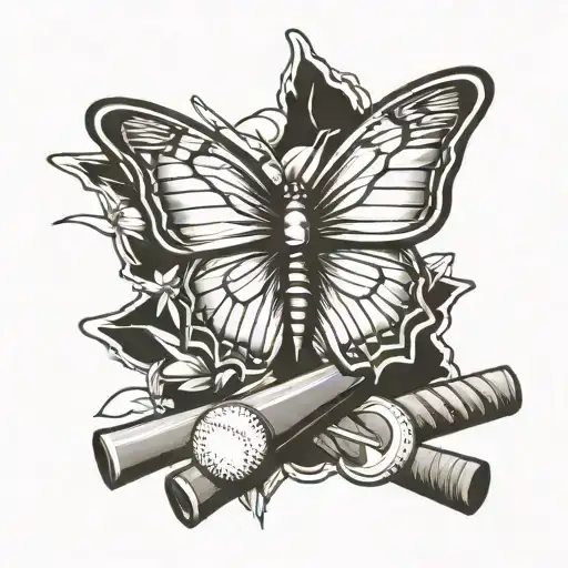 butterfly breaking baseball bat  tattoo design idea