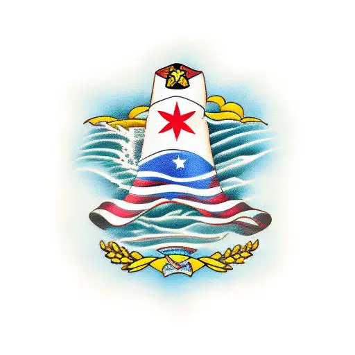 Cuban flag merging with a vibrant tropical landscape tattoo design idea