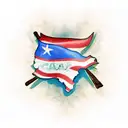 Cuban flag merging with a vibrant tropical landscape tattoo design idea