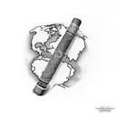 Cuban cigar with a map of Cuba as the wrapper tattoo design idea