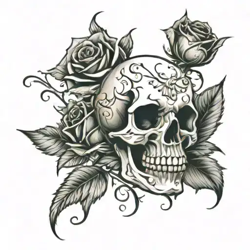 skull and rose sleeve tattoo tattoo design idea