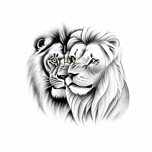 remembrance tatto of lost twin brothers represented by an elephant and a lion.  tattoo design idea