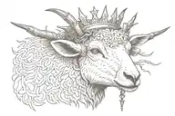 lamb wearing crown of thorns facing forward, no horns on lamb tattoo design idea