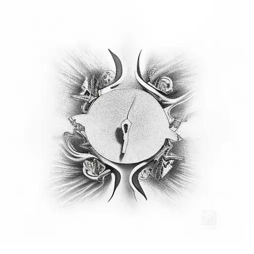 black and white, death, long winding road tattoo design idea