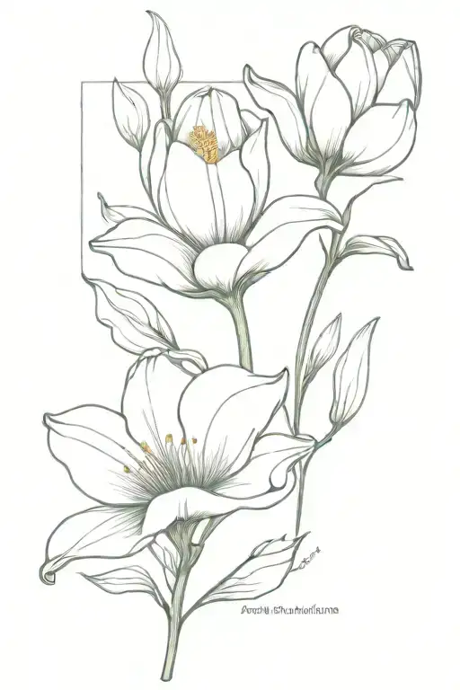 tullip and jasmine flower with name sofie jasmijn tattoo design idea
