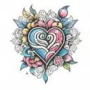 bisexual love heart tattoo design idea